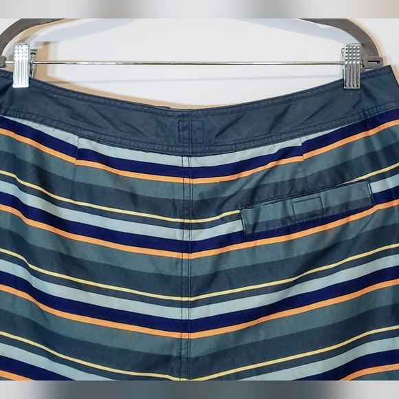 Gap Factory Size Large Board Shorts Swim Trunks Mesh Lined Striped Blue Green - Picture 8 of 15